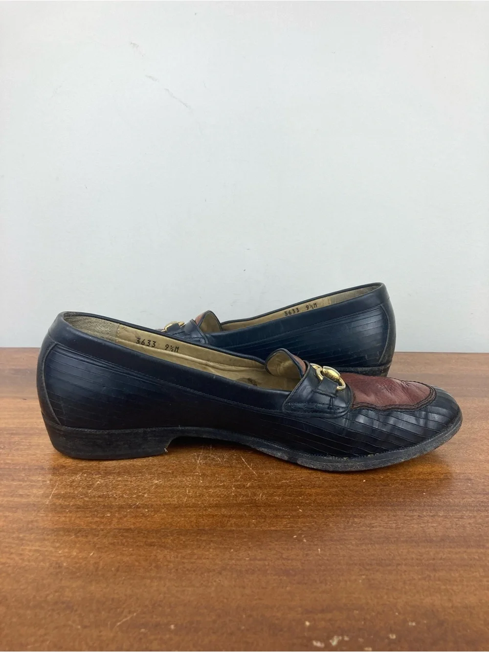 Bragano by Cole Haan Loafers Black Brown Leather Men's Size 9.5M Made Italy.
